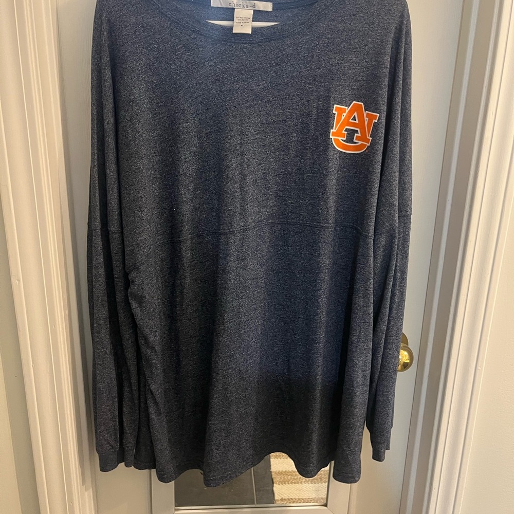 Navy Long Sleeve Shirt with Orange Logo